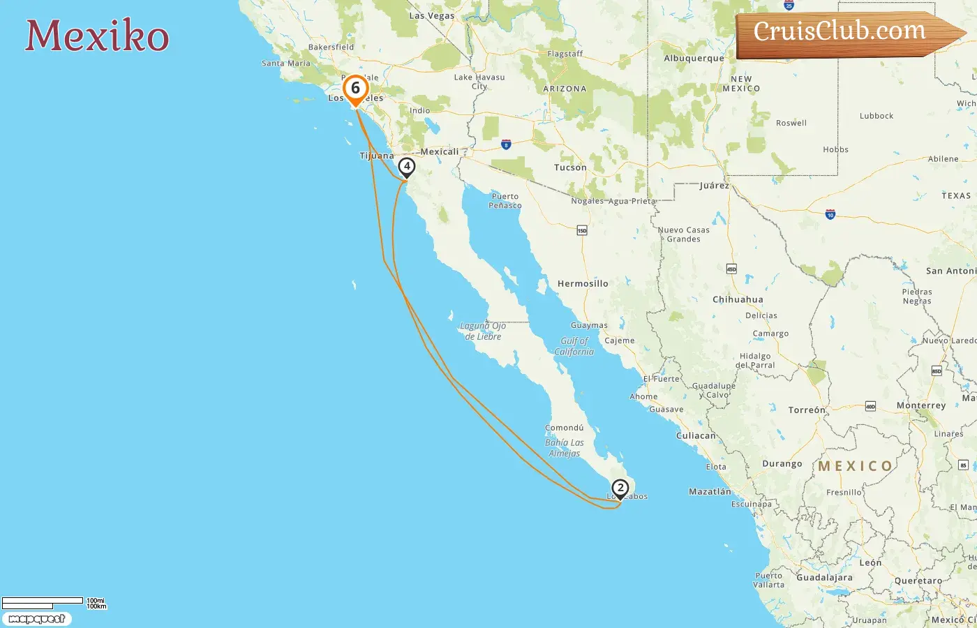 Kreuzfahrt in Mexiko ab Long Beach an Bord des Carnival Radiance mit Stopps in den USA und Mexiko für 6 Tage