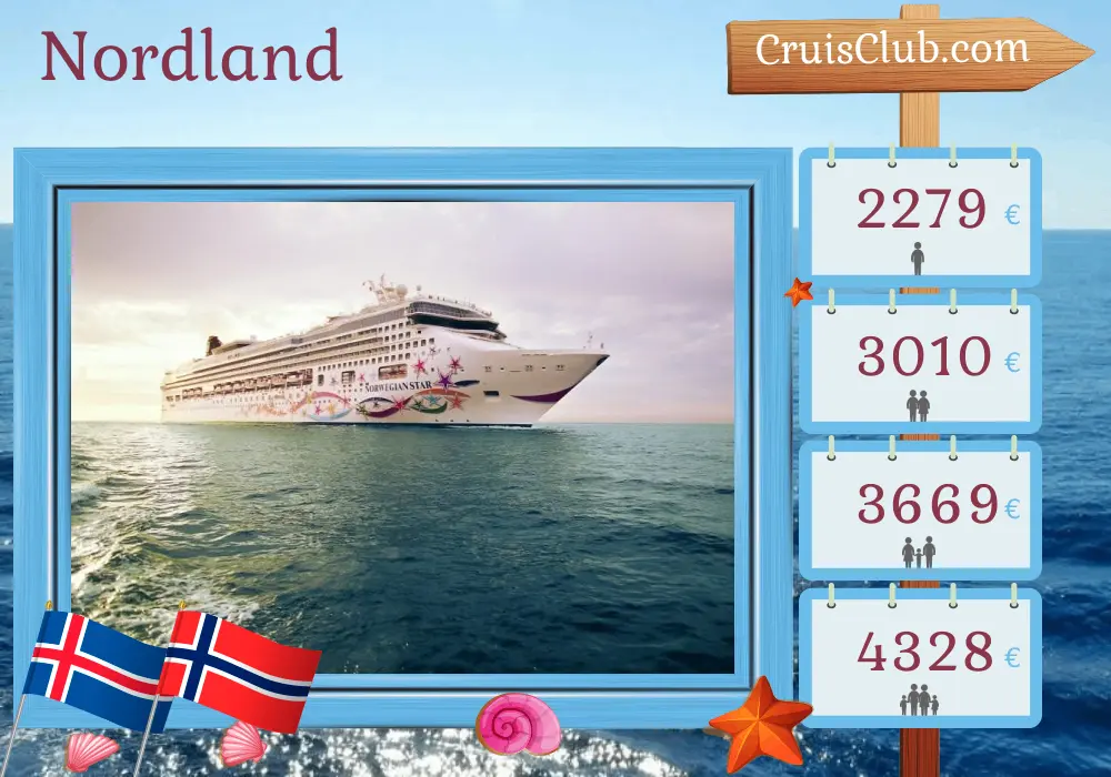 Crucero en el norte de Islandia desde Reykjavik a Tromsø a bordo del barco Norwegian Star con visitas a Islandia y Noruega durante 12 días