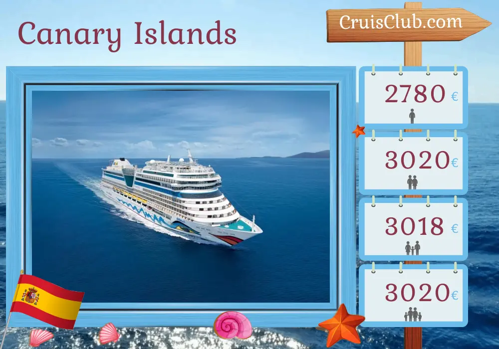 Cruise in the Canary Islands from Las Palmas aboard AIDAsol ship with visits to Spain for 15 days