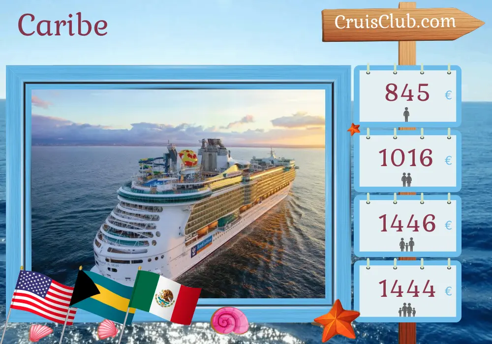 Crucero por el Caribe desde Miami a bordo del barco Independence of the Seas con visitas a Estados Unidos, Bahamas y México durante 6 días