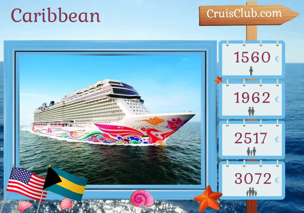 Cruise in the Caribbean from Miami aboard Norwegian Joy ship with visits to USA and Bahamas for 5 days
