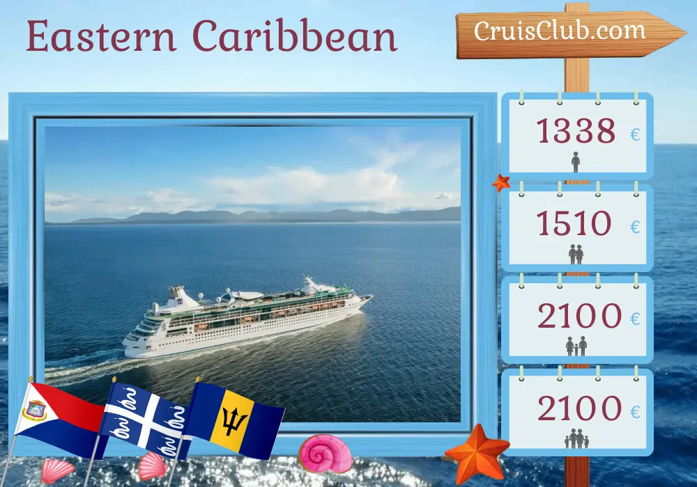 Kreuzfahrt in der östlichen Karibik ab San Juan an Bord des Schiffes Rhapsody of the Seas mit Besuchen in Puerto Rico, Martinique und Barbados für 8 Tage