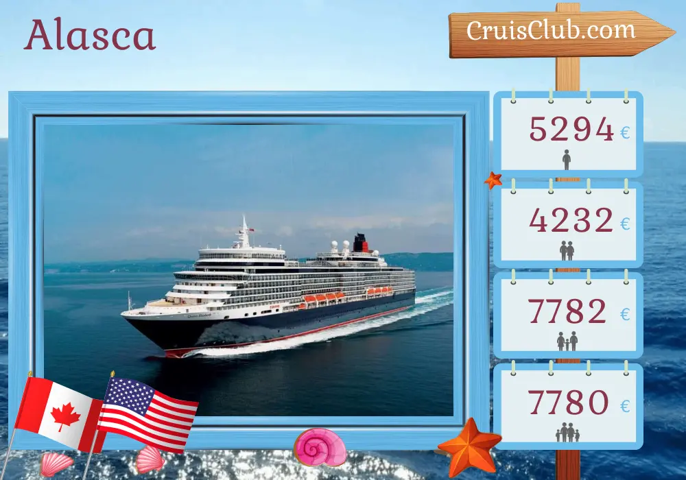 Cruzeiro no Alasca de Vancouver a San Francisco a bordo do navio Queen Elizabeth com visitas ao Canadá e EUA por 14 dias