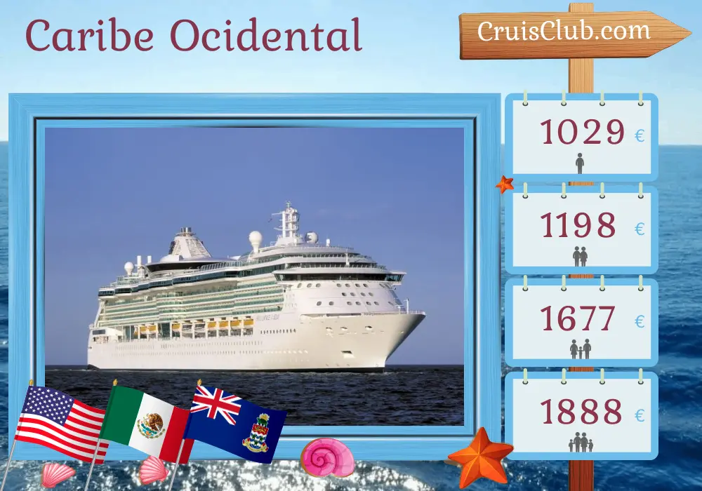 Cruzeiro no Caribe Ocidental a partir de Nova Orleans a bordo do navio Brilliance of the Seas com visitas aos Estados Unidos, México e Ilhas Cayman por 8 dias