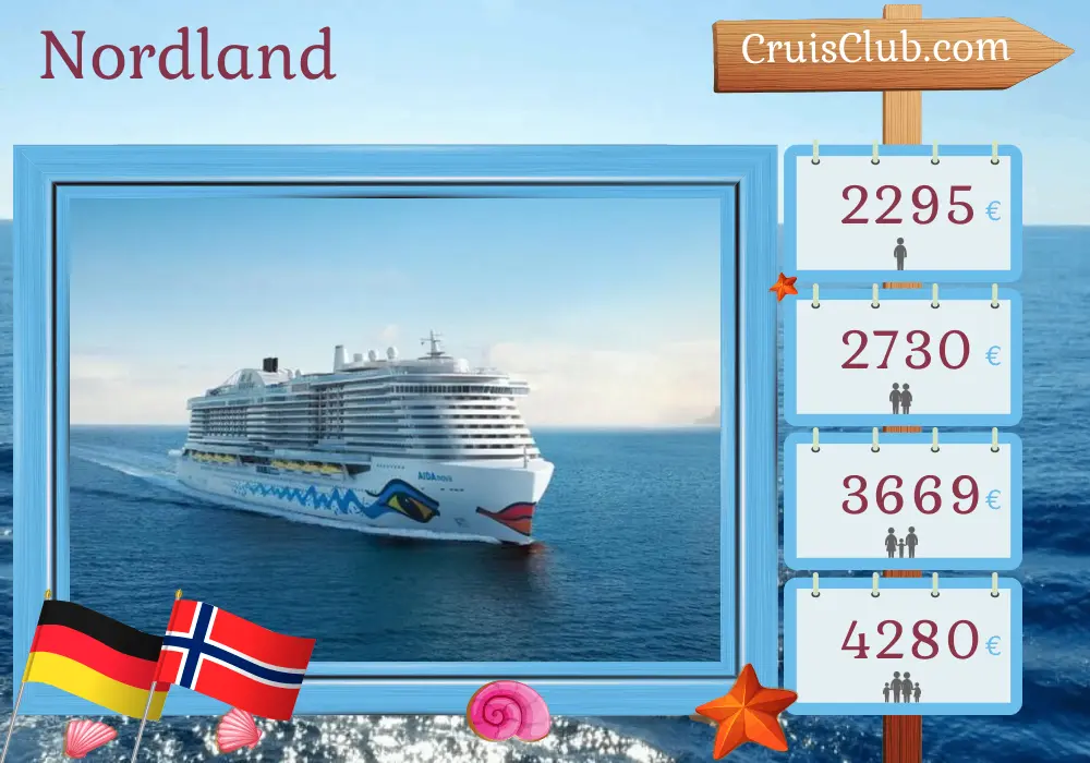 Cruzeiro no Norte da Alemanha a partir de Hamburgo a bordo do navio AIDAnova com visitas à Alemanha e Noruega por 8 dias