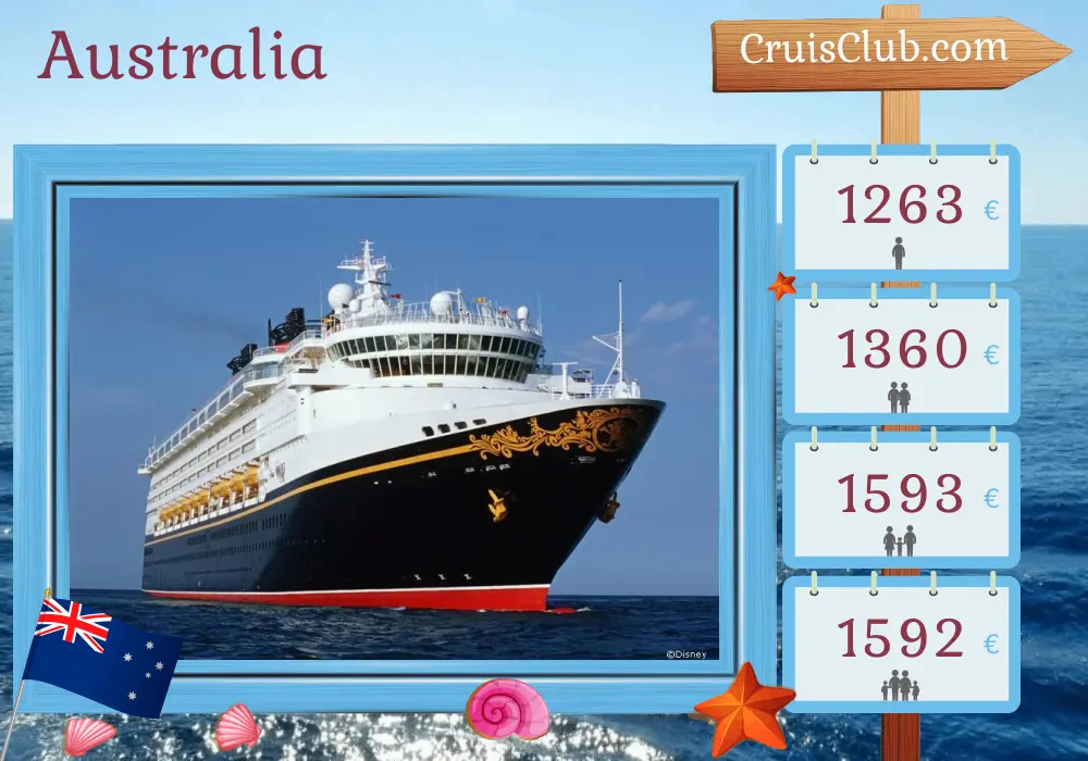 Crucero en Australia desde Sídney a bordo del barco Disney Wonder con visitas a Australia durante 3 días