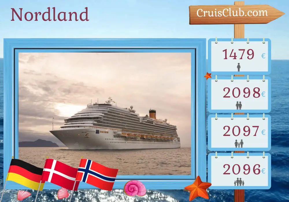 Crucero por el norte desde Kiel a bordo del Costa Diadema con visitas a Alemania, Dinamarca y Noruega durante 8 días