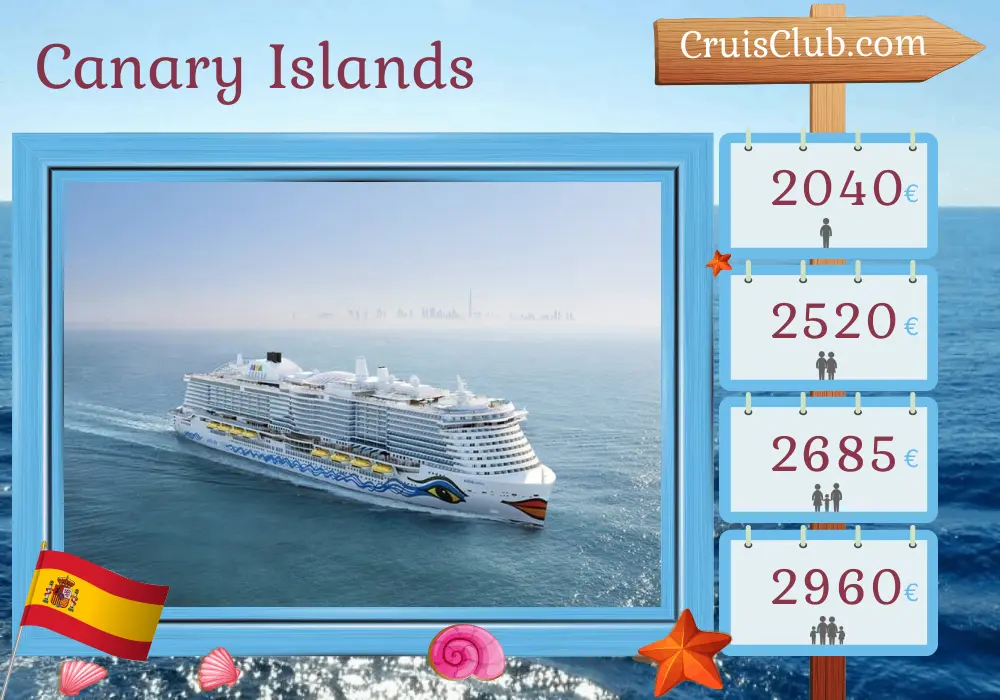 Cruise in the Canary Islands from Santa Cruz de Tenerife to Barcelona aboard AIDAcosma ship with visits to Spain for 10 days