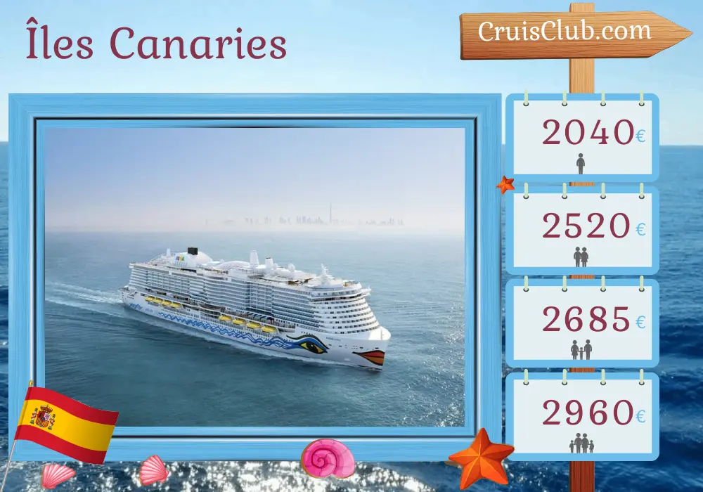 Croisière dans les îles Canaries de Santa Cruz de Tenerife à Barcelone à bord du navire AIDAcosma avec visites en Espagne pendant 10 jours