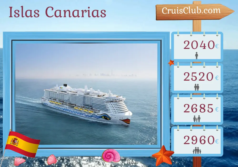 Crucero en las Islas Canarias desde Santa Cruz de Tenerife a Barcelona a bordo del barco AIDAcosma con visitas a España durante 10 días