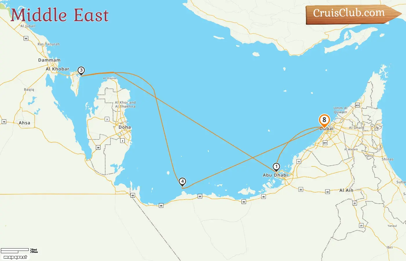 Kreuzfahrt im Nahen Osten ab Dubai an Bord der AIDAprima mit Besuchen der Vereinigten Arabischen Emirate und Bahrain für 8 Tage