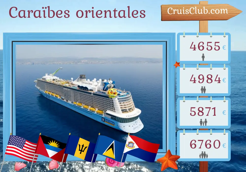 Croisière dans les Caraïbes de l`Est au départ de Cape Liberty / New York à bord du navire Odyssey of the Seas avec des escales aux États-Unis, à Porto Rico, à la Barbade et à Sainte-Lucie pendant 13 jours