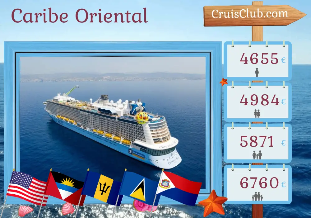 Crucero en el este del Caribe desde Cape Liberty / Nueva York a bordo del barco Odyssey of the Seas con visitas a Estados Unidos, Puerto Rico, Barbados y Santa Lucía durante 13 días