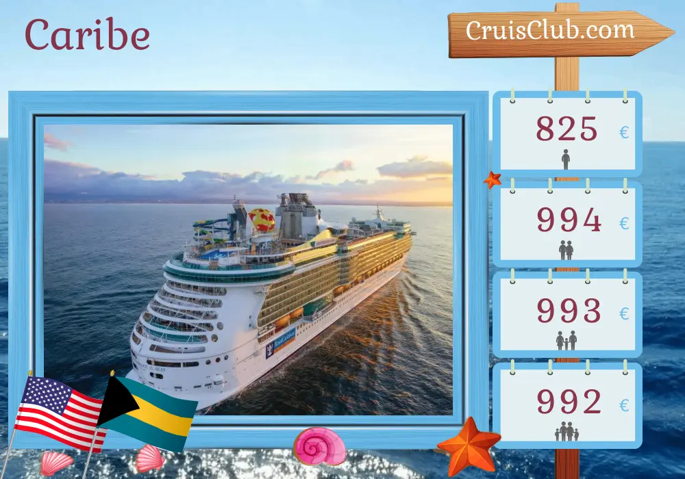 Cruzeiro no Caribe saindo de Miami a bordo do navio Independence of the Seas com visitas aos EUA e Bahamas por 5 dias