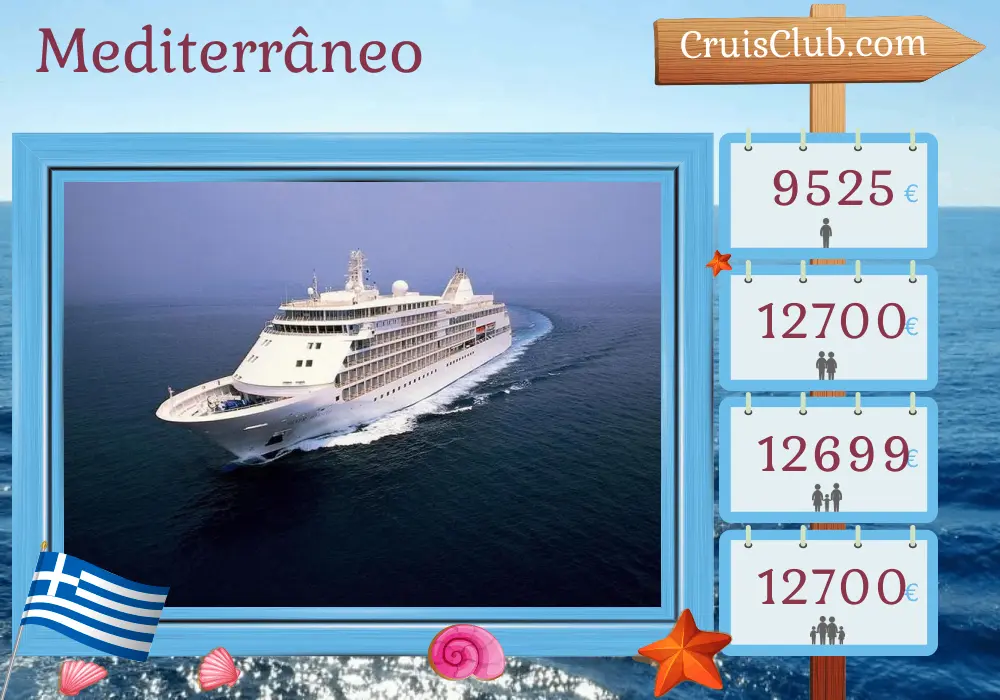 Cruzeiro no Mediterrâneo a partir de Pireu a bordo do navio Silver Whisper com visitas à Grécia e à Turquia por 12 dias