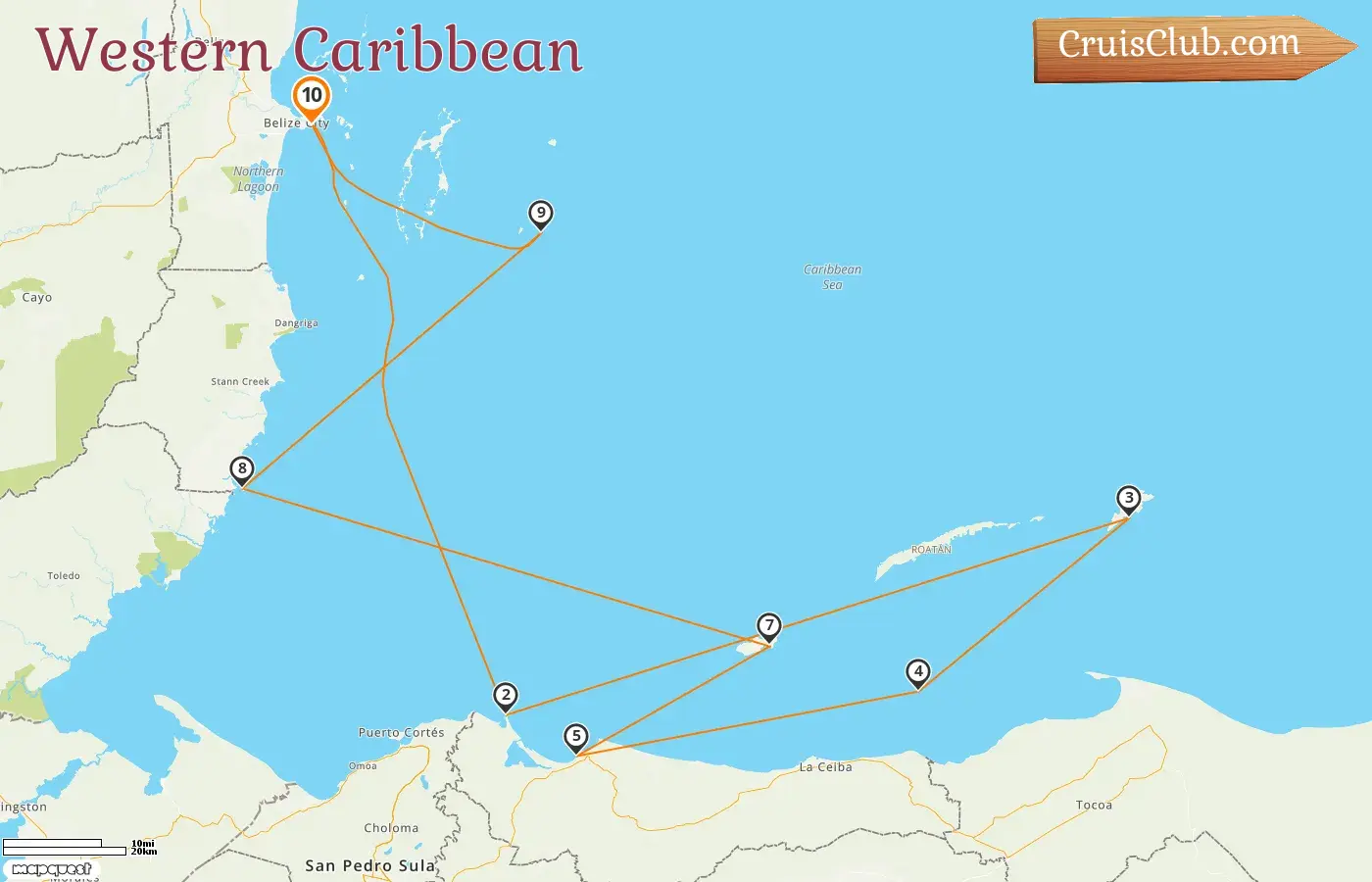 Cruise in the Western Caribbean from Belize City aboard Le Dumont d`Urville ship with visits to Belize and Honduras for 10 days