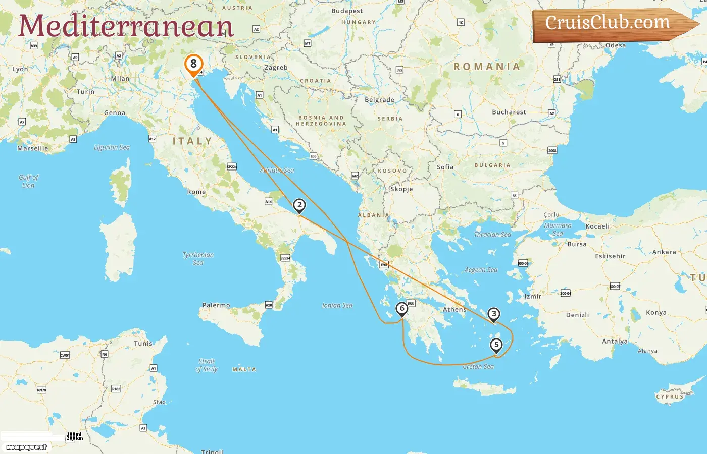 Cruise in the Mediterranean from Marghera aboard Costa Deliziosa ship with visits to Italy and Greece for 8 days