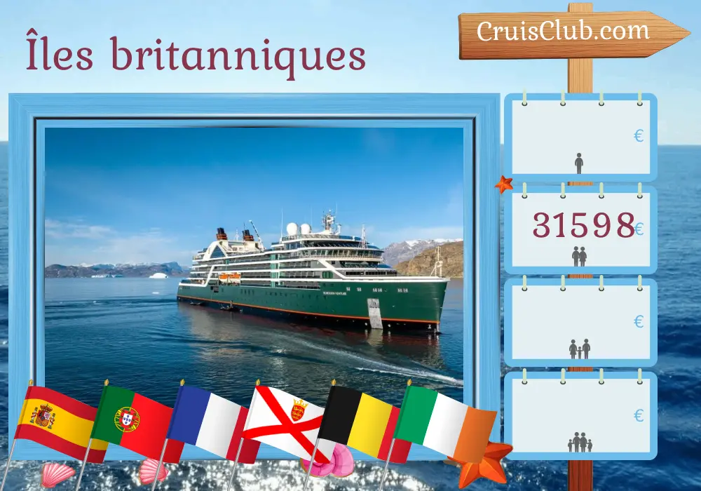 Croisière dans les îles britanniques de Málaga à Leith à bord du navire Seabourn Venture avec des visites en Espagne, au Portugal, en France, à Jersey, en Belgique, en Irlande et à l`Île de Man pendant 27 jours