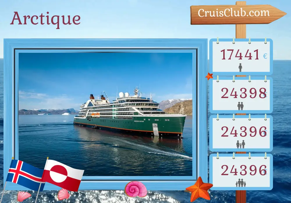 Croisière dans l`Arctique à partir de Reykjavik à bord du navire Seabourn Venture avec des visites en Islande et au Groenland pendant 15 jours