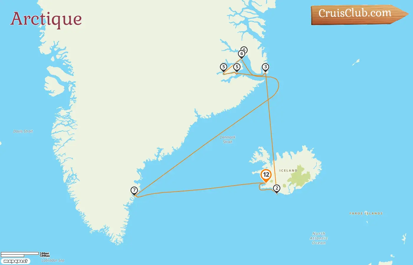 Croisière dans l`Arctique depuis Reykjavik à bord du navire Seabourn Venture avec des visites en Islande, au Groenland et au Danemark pendant 12 jours