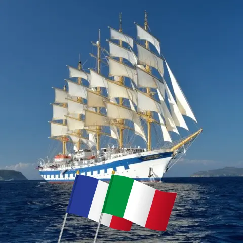 Cruise in the Mediterranean from Cannes aboard Royal Clipper ship with visits to France and Italy for 8 days