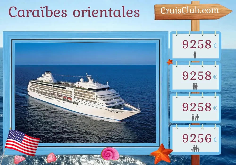 Croisière dans les Caraïbes de l`Est au départ de Miami à bord du navire Seven Seas Mariner avec des escales aux États-Unis, en République dominicaine, à Porto Rico, à Saint-Barthélemy, en Dominique et aux îles Vierges britanniques pendant 11 jours