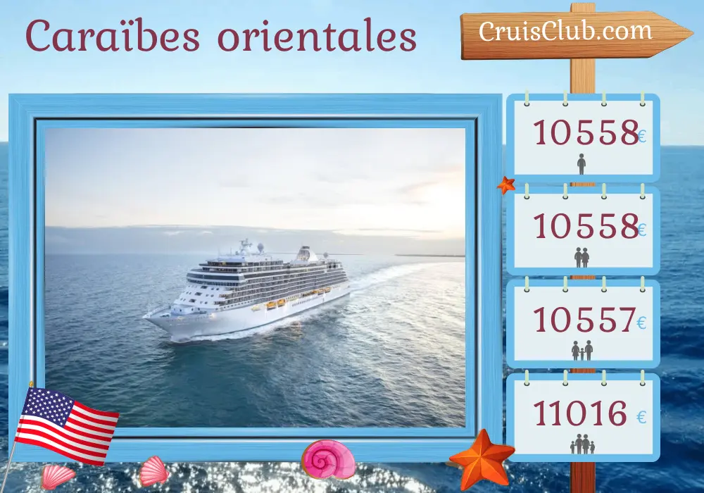 Croisière dans les Caraïbes de l`Est de Miami à San Juan à bord du navire Seven Seas Splendor avec des visites aux États-Unis, en République dominicaine, à Saint-Barthélemy et à Porto Rico pendant 8 jours