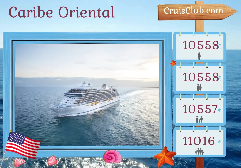 Cruce por el este del Caribe desde Miami a San Juan a bordo del barco Seven Seas Splendor con visitas a Estados Unidos, República Dominicana, San Bartolomé y Puerto Rico durante 8 días