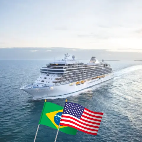 Cruzeiro na América do Sul de Buenos Aires para Miami a bordo do navio Seven Seas Splendor com visitas à Argentina, Uruguai, Brasil, Guiana Francesa, Santa Lúcia, Dominica e EUA por 31 dias