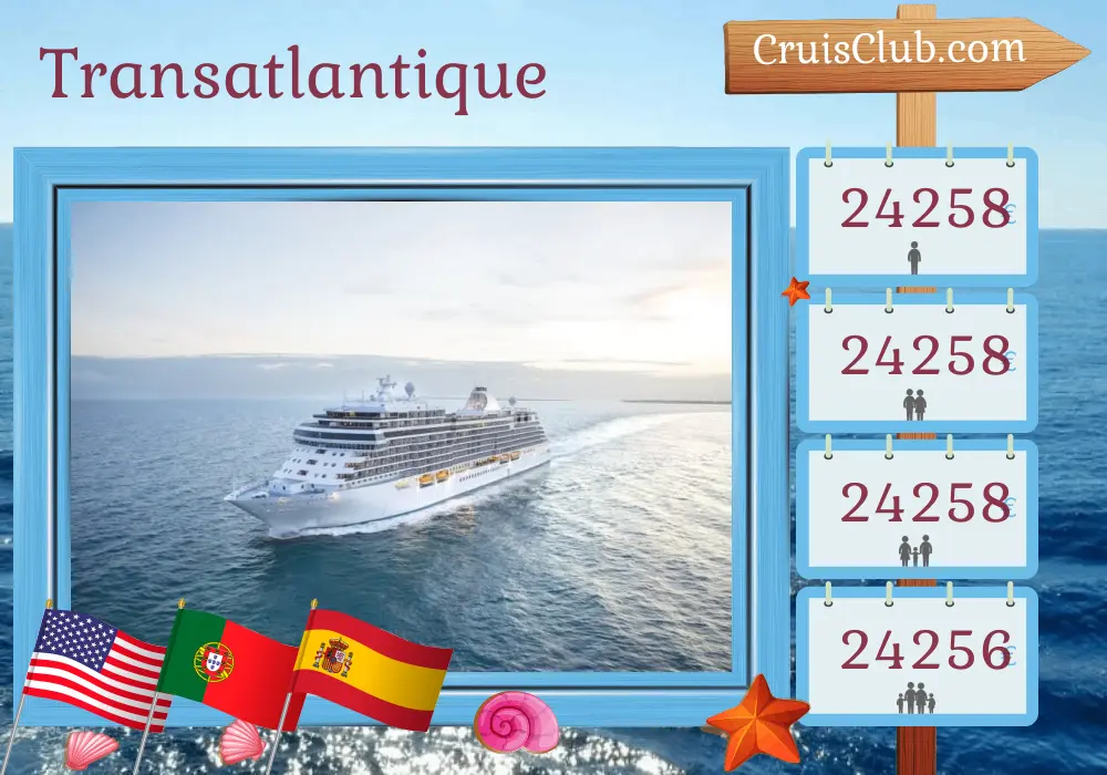 Croisière Transatlantique de San Juan à Barcelone à bord du navire Seven Seas Splendor avec des escales à Porto Rico, Saint-Barthélemy, République dominicaine, Bahamas, États-Unis, Bermudes, Portugal et Espagne pendant 22 jours