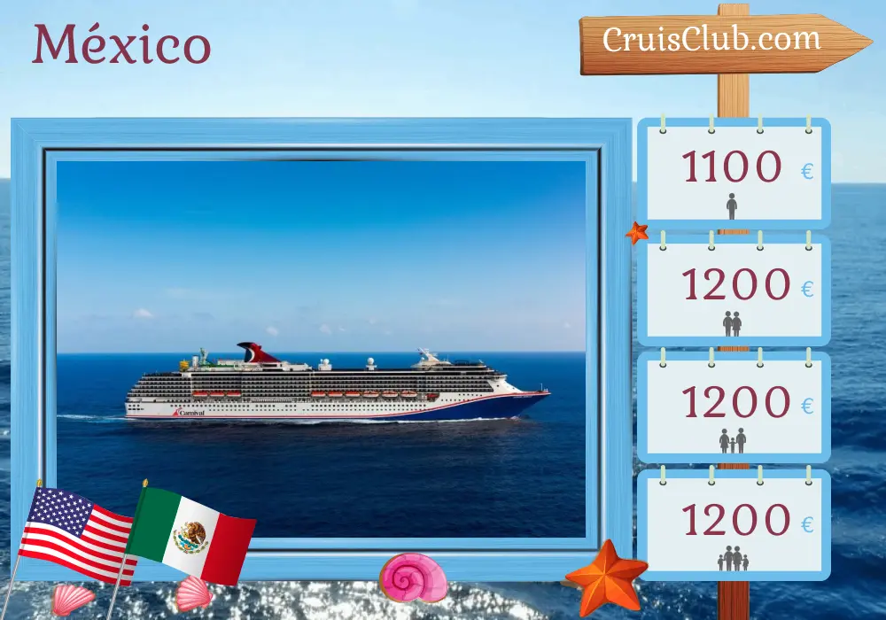 Cruzeiro no México a partir de Long Beach a bordo do navio Carnival Miracle com visitas aos Estados Unidos e México por 7 dias