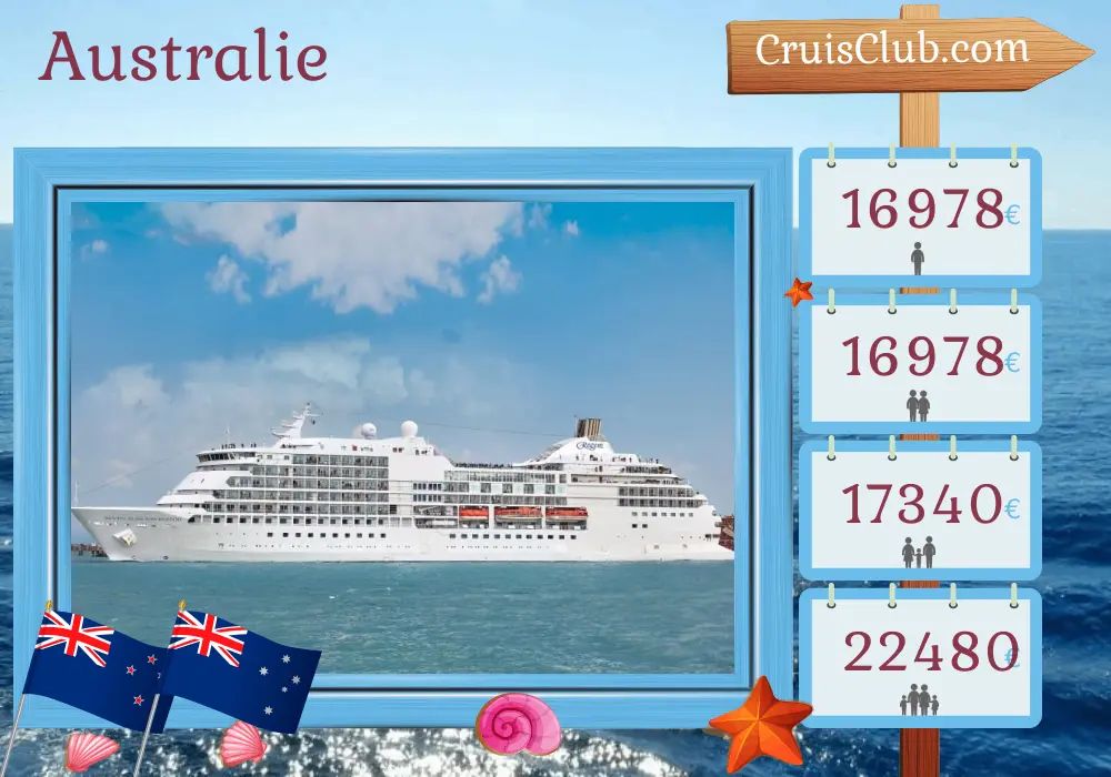 Croisière en Australie de Auckland à Benoa à bord du navire Seven Seas Navigator avec des visites en Nouvelle-Zélande, en Australie et en Indonésie pendant 19 jours