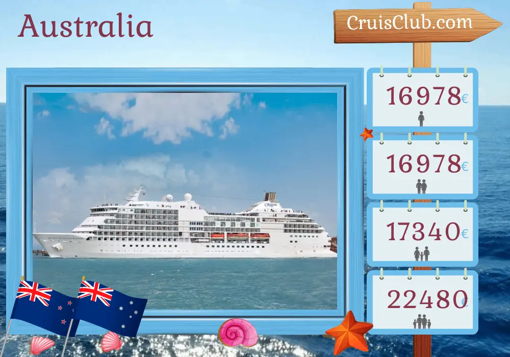 Crucero en Australia desde Auckland a Benoa a bordo del barco Seven Seas Navigator con visitas a Nueva Zelanda, Australia e Indonesia durante 19 días