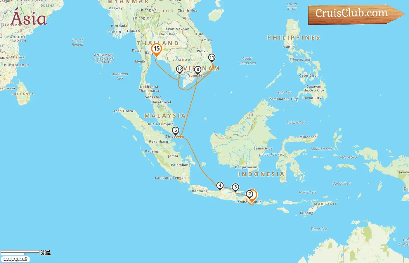 Cruzeiro na Ásia de Benoa para Laem Chabang a bordo do navio Seven Seas Navigator com visitas a Indonésia, Singapura, Vietnã, Camboja e Tailândia por 15 dias