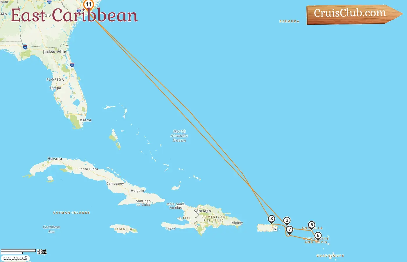 East Caribbean Cruise aboard Carnival Sunshine, 11-day itinerary - USA, Saint Kitts and Nevis, Puerto Rico