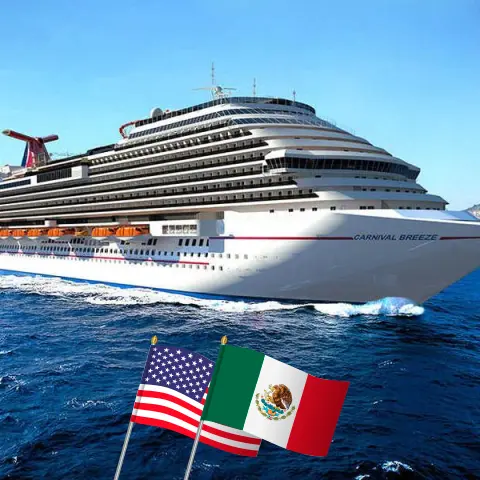 Cruzeiro no Caribe Ocidental saindo de Galveston a bordo do navio Carnival Breeze com visitas aos EUA e ao México por 6 dias