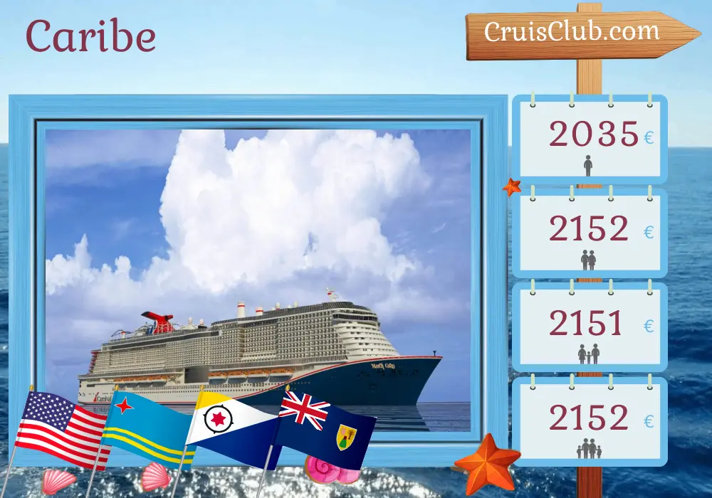 Crucero en el Caribe desde Port Canaveral / Orlando a bordo del barco Mardi Gras con visitas a Estados Unidos y Aruba por 9 días