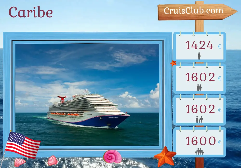 Crucero por el Caribe desde Miami a bordo del barco Carnival Horizon con visitas a Estados Unidos, Aruba y República Dominicana durante 9 días