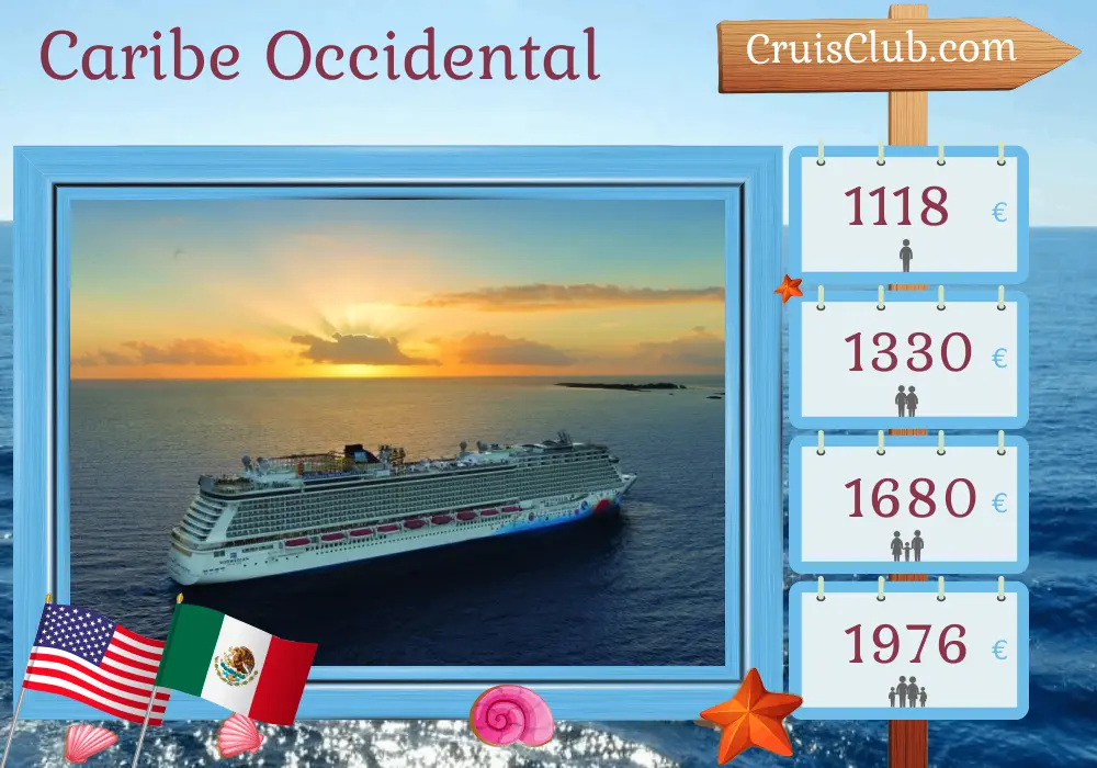 Cruce por el Caribe Occidental desde Nueva Orleans a bordo del barco Norwegian Breakaway con visitas a Estados Unidos y México durante 6 días