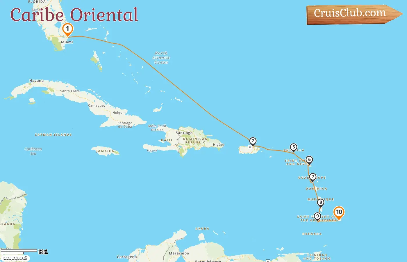 Cruzeiro no Caribe Oriental de Fort Lauderdale para Bridgetown a bordo do navio Silver Shadow com visitas aos Estados Unidos, Porto Rico, Guadalupe, Santa Lúcia, São Vicente e Granadinas e Barbados por 10 dias