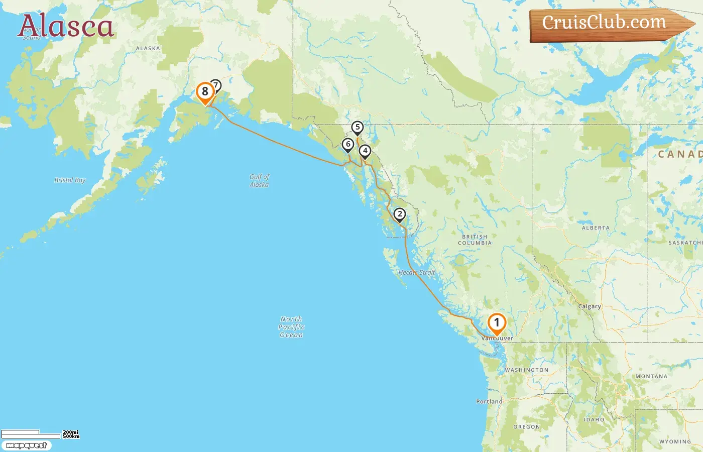 Cruzeiro no Alasca de Vancouver para Anchorage a bordo do navio Island Princess com visitas ao Canadá e EUA por 8 dias