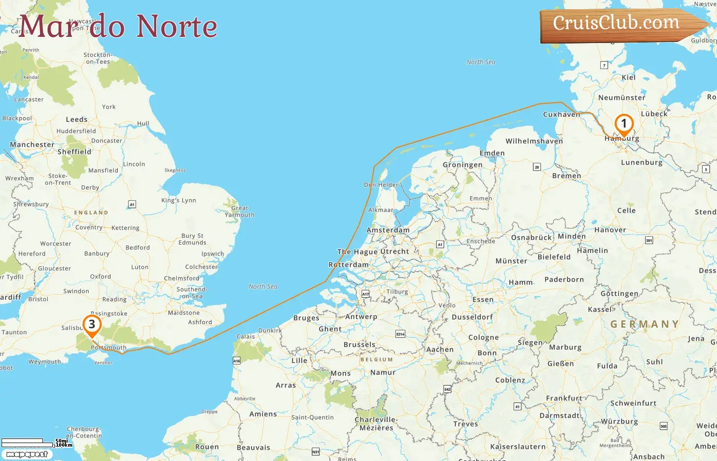 Cruzeiro no Mar do Norte de Hamburgo a Southampton a bordo do navio Queen Victoria com visitas à Alemanha por 3 dias