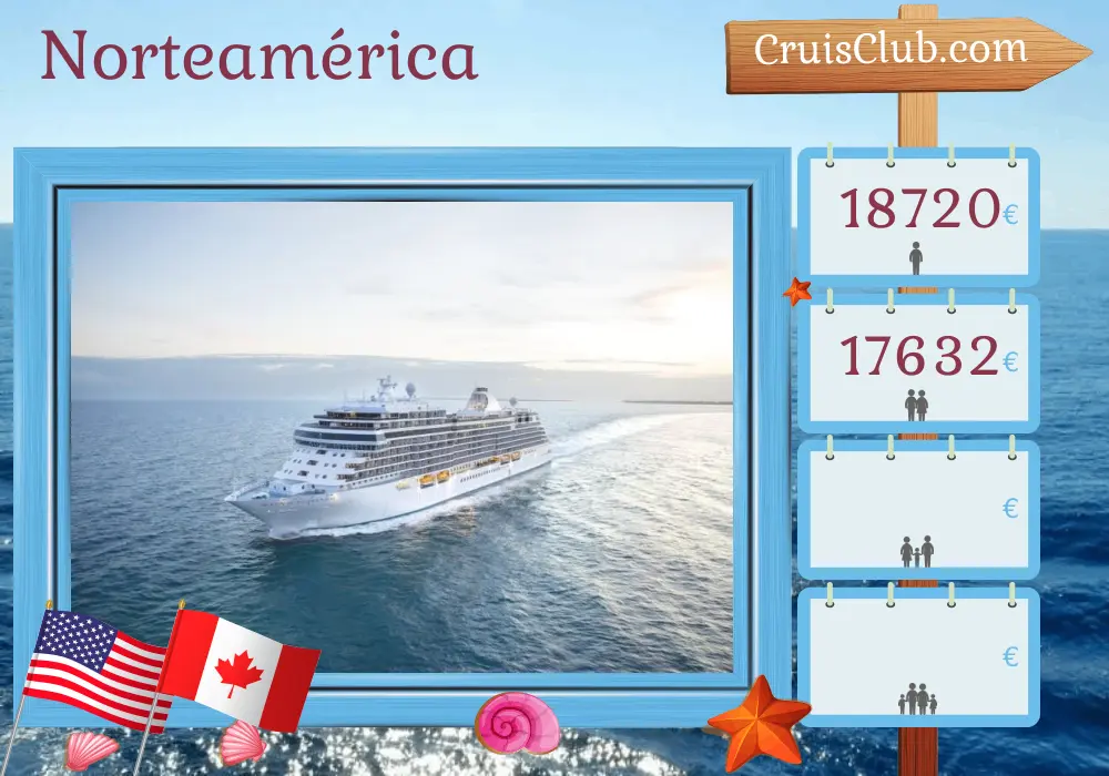Crucero en Norte América de Nueva York a Montreal a bordo del barco Seven Seas Splendor con visitas a EE. UU. y Canadá por 12 días