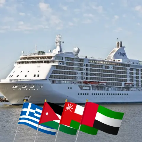 Croisière dans le canal de Suez de Le Pirée à Dubaï à bord du navire Seven Seas Voyager avec arrêts en Grèce, en Égypte, en Jordanie, en Arabie saoudite, en Oman et aux Émirats arabes unis pendant 22 jours