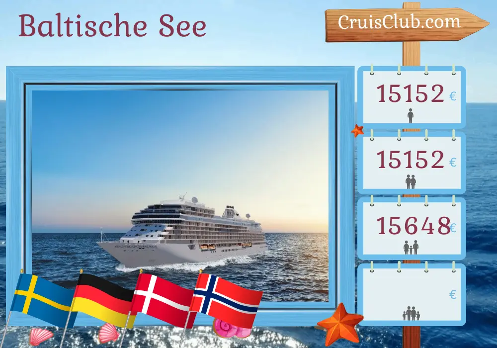 Kreuzfahrt in der Ostsee von Stockholm nach Oslo an Bord des Schiffes Seven Seas Grandeur mit Besuchen in Schweden, Deutschland, Dänemark und Norwegen für 11 Tage