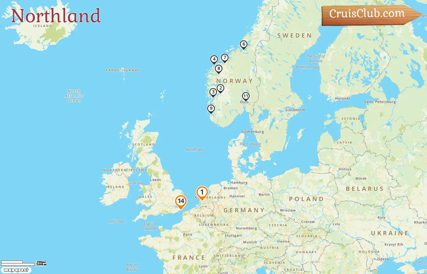 Cruise in the Northland from Rotterdam to Dover aboard Nieuw Statendam ship with visits to Norway for 14 days