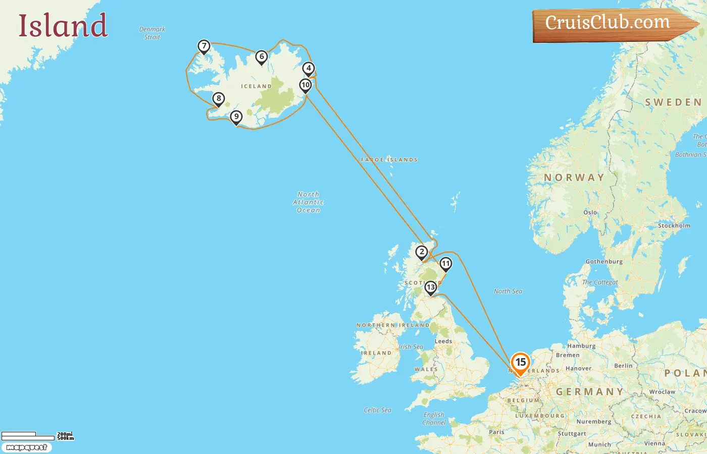 Kreuzfahrt nach Island ab Rotterdam an Bord des Schiffes Rotterdam mit Besuchen von **15 Tagen**