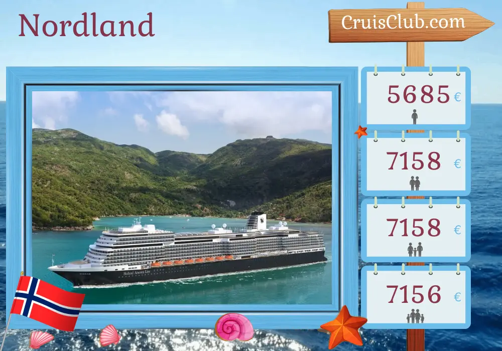Crucero por el Norte desde Reykjavik a Róterdam a bordo del barco Róterdam con visitas a Noruega durante 15 días
