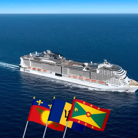 Kreuzfahrt in der östlichen Karibik ab Fort-de-France an Bord des MSC Virtuosa Schiffes mit Stopps in Guadeloupe, Barbados, Saint Vincent und den Grenadinen sowie Grenada für 15 Tage