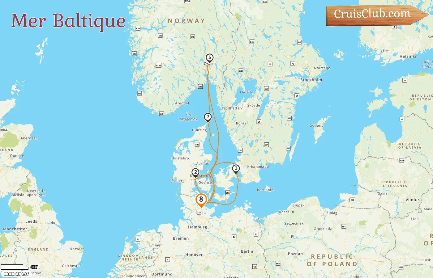 Croisière dans la mer Baltique au départ de Kiel à bord du navire AIDAbella avec des escales au Danemark et en Norvège pendant 8 jours